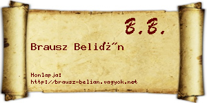 Brausz Belián névjegykártya
